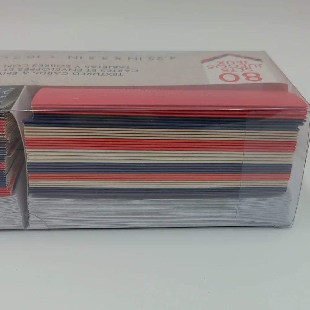 Craft Smith Textured Cards & Envelopes 80 Set Lattice Print Red White Blue